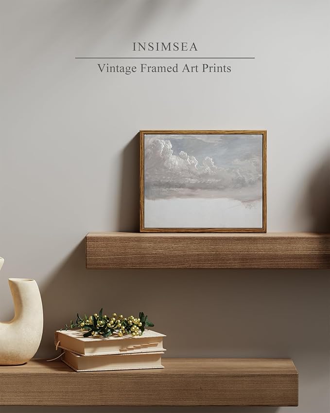InSimSea Framed Canvas Wall Art Vintage Decor, Home Decor Classical Oil Painting Cloud Study Canvas Prints Wall Decorations Bathroom Decor Wall Art, 8"x10"