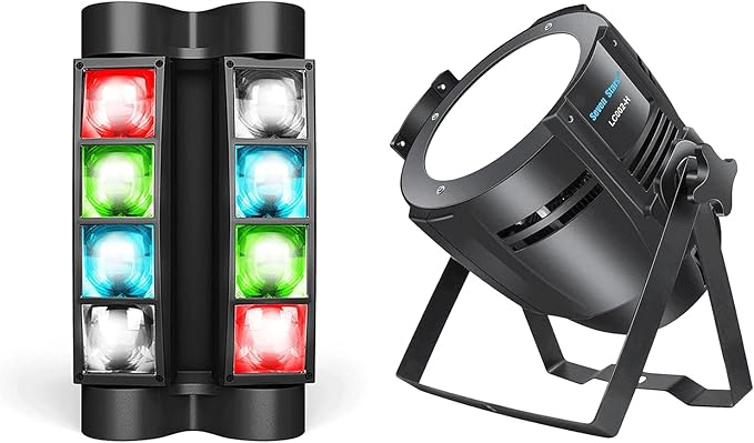 [Pro Lighting Combo] 8x3W Motorized Moving Head DJ Wash Light + 200W COB LED Par Light Bundle