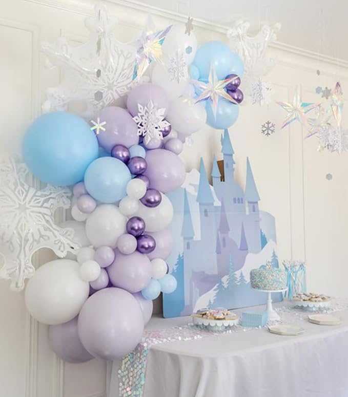 Blue and Purple Balloons Set, 50 PCS Blue 12 Inch Mermaid Balloon, Metallic Purple White Latex Ballons Confetti Helium Balloons for Girls Mermaid Birthday Party Baby Shower Winter Supplies