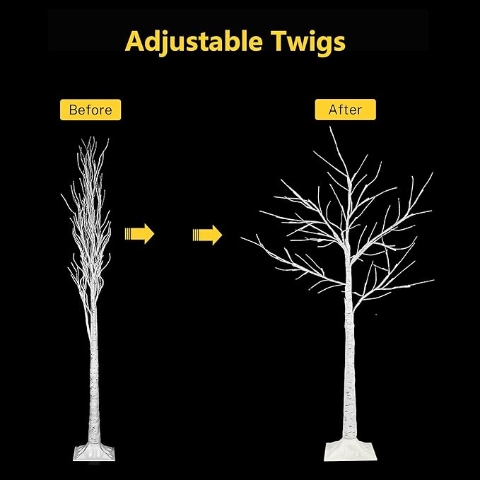 2-Pack 4FT Lighted Birch Tree, Birch Christmas Tree for Indoor & Outdoor, Upgraded 96 LED Birch Tree Lights for Outdoor Christmas Decorations Indoor Home Thanksgiving (Warm White & Cool White)