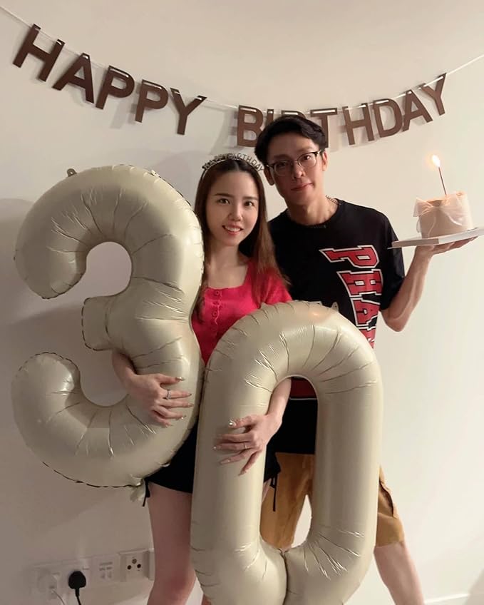 Cream Number 4 Balloon 40 Inch, 4th Birthday Party Decorations for Children, Giant 4 Foil Balloon for Party Supplies