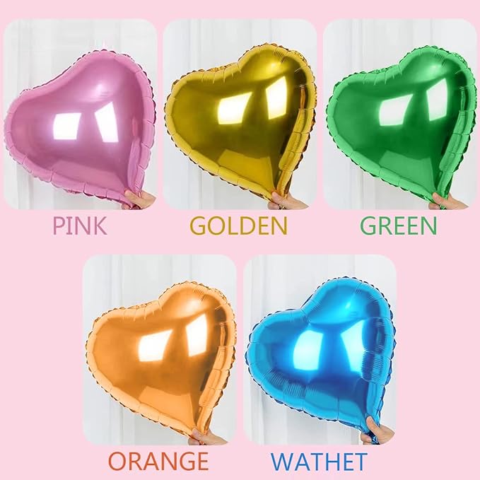 20 Assorted Color Heart Shaped Balloons 10 Inches 10 Kinds of Rainbow Party Foil Balloons for Party Decoration, Birthday Party or Wedding Ceremony