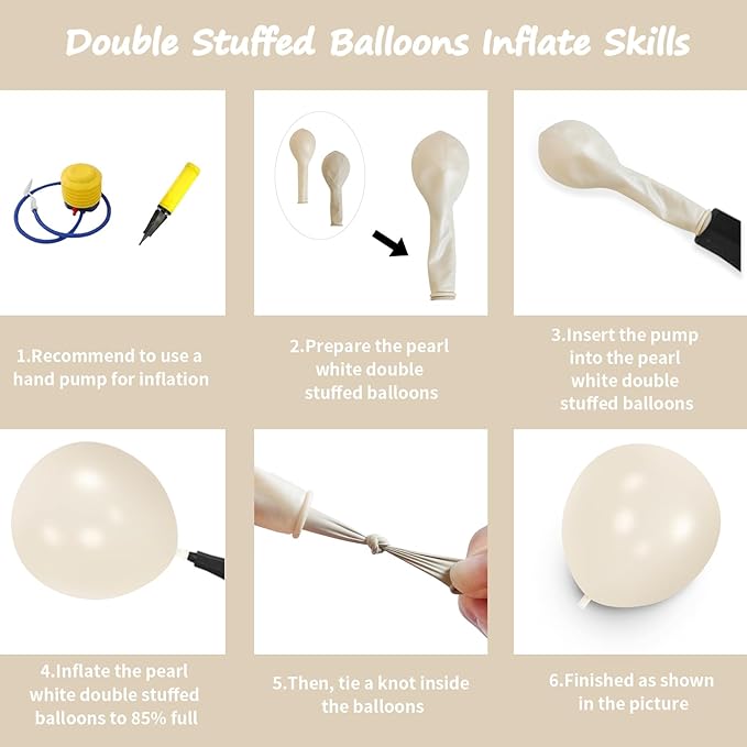 Pearl White Balloons With Stickers, 98PCS Double Stuffed Garland Arch Kit, 18/12/10/5 Inch Different Sizes for Wedding, Bridal, Baby Shower Decorations