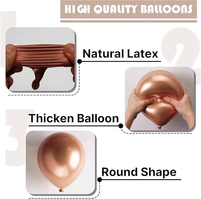 PartyWoo Metallic Rose Gold Balloons 50pcs 5 Inch Chrome Champagne Gold Latex Balloons for Wedding Baby Shower Birthday Anniversary Bachelorette Bridgerton Floral Party Decorations Rose Gold-G112