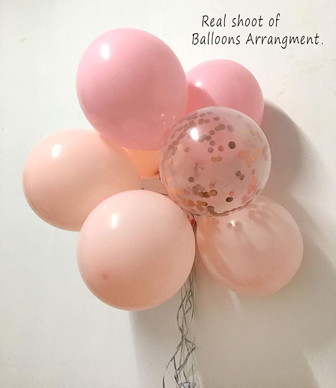 Pink & Rose Gold Confetti Balloons - 50 Count, 12inch, for Birthday Party Decorations