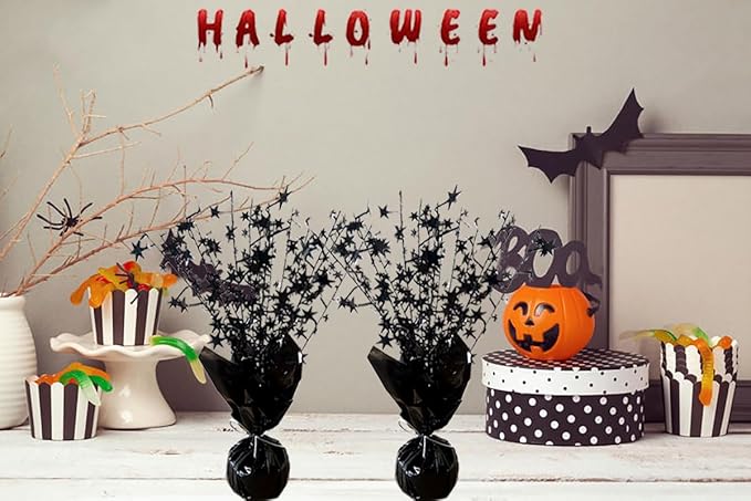6 Pack Halloween Table Centerpieces Party Table Decoration Metallic Foil Spray Centerpiece Star Black Decor Indoor for Birthday Wedding Anniversary Graduation Holiday Party Supplies