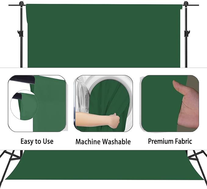 Dark Green Photography Backdrop for Photoshoot, Photo Backdrop Curtain, Perfect Dark Green Backdrops for Party Portrait Photoshoots Video Studio 6FTx9FT