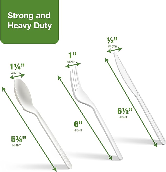 100% Compostable PLA Combo Cutlery Set Disposable Plastic Forks Spoons Knives 400 Pcs Biodegradable Utensils