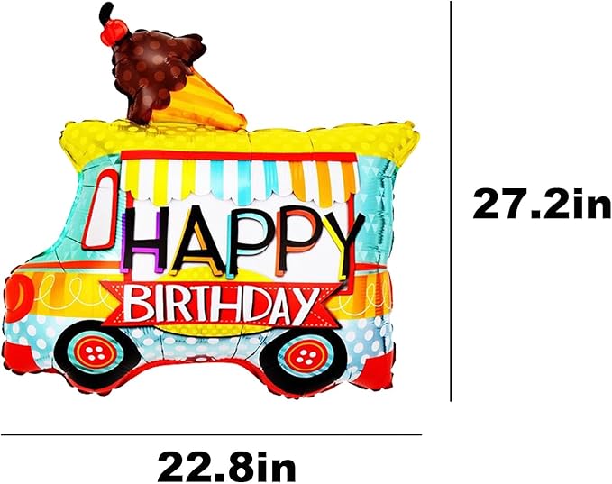 2 Pcs Ice Cream Car Foil Balloons Ice Cream Car Party Balloon Baby Shower Children's Birthday Party Decorations