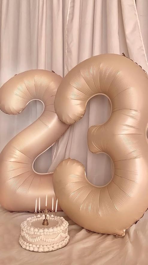 Large 40 Inch Light Brown 3 Number Balloon, 3 13 23 30 33 36 38 Light Brown Birthday Party Decorations, Numbers Three Foil Balloons for Anniversary Party Graduations Celebration Supplies