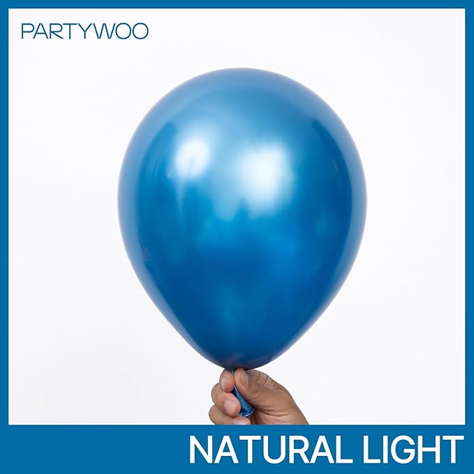 PartyWoo Metallic Blue Balloons 100pcs Different Sizes of 36 18 12 10 5 Inch Chrome Blue Latex Balloons for Graduation Wedding Baby Shower Wedding Bachelorette Birthday Party Decorations Blue-G106