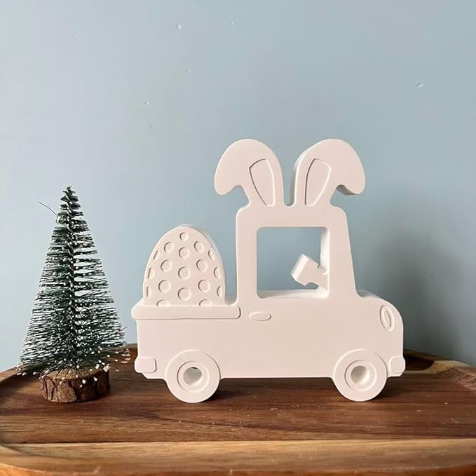 Silicone Molds for Easter Bunny Ear Car, Reusable DIY Mold for Plaster of Paris and Resin, for Car Dashboard Ornament, Tabletop Decor & Holiday Gift Idea