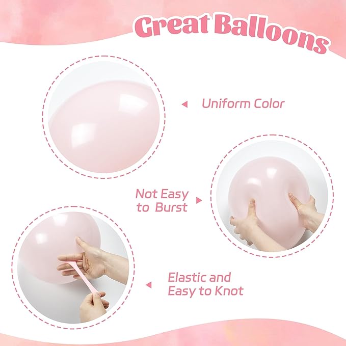 60pcs Light Pink Balloons 12inch with Pastel Pink Nude Clear Balloons for Gender Reveal Baby Shower Birthday Party Decorations