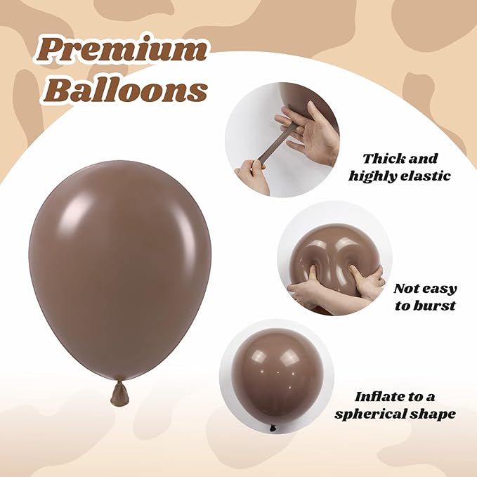 60pcs Cowboy Balloons, Brown Slate Blue Dusty Blue Sand White Latex Western Balloons for Farm Cowboy Western Baby Shower Birthday Party Decorations