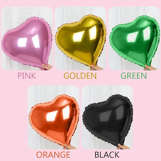 20 Assorted Color Heart Shaped Balloons 18 Inches 10 Kinds of Rainbow Party Foil Balloons, Foil Balloons for Party Decoration, Birthday Party Supplies or Wedding Ceremony
