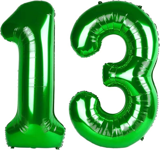 Green 13 31 Number Balloon 40 Inch，Large 13 31 Green Birthday Party Decorations, Number 13 31 Foil Balloons for Anniversary Party Graduations Celebration Supplies