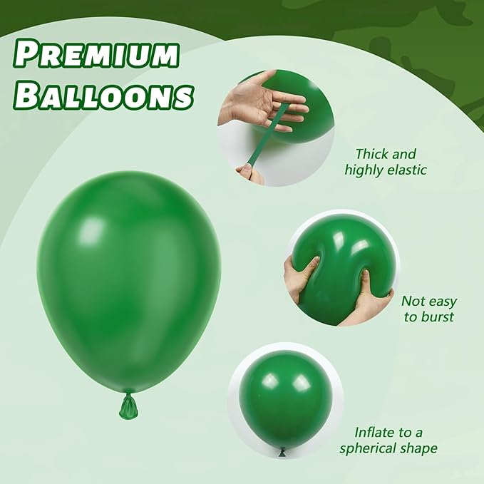 60pcs 12inch Camo Balloons, Green and Brown balloons with Dark Green Black Balloons for Hunting Camping Game Jungle Theme Camo Birthday Party Decorations