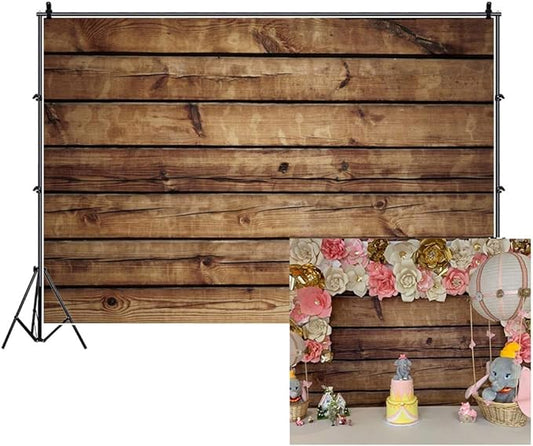 Wood Backdrops for Photography Rustic Brown Wooden Backdrop Banner LFEEY 7x5ft Vinyl Seamless Vintage Worn Wood Boards Background Newborn Baby Adults Wedding Birthday Party Decorations Props