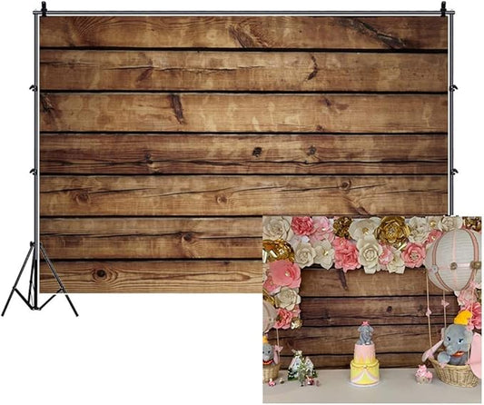 10x8ft Wood Backdrops for Photography Grunge Vintage Worn Wooden Boards Background Seamless Backdrop Brown Photo Wall Wrinkle Free Photography Photo Studio