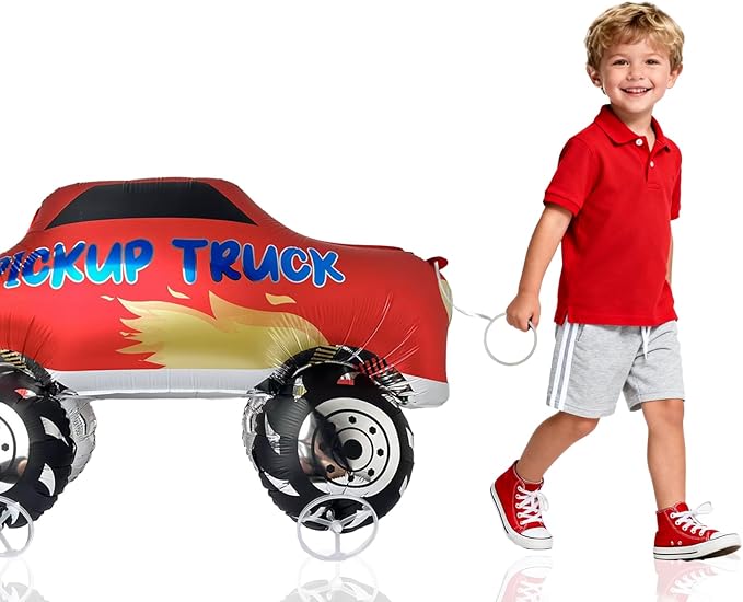 Walking Monster Truck Balloons, Self-Standing Large Truck Foil Balloons for Monster Truck Themed Party Birthday Baby Shower Decoration Supplies (Number 1)