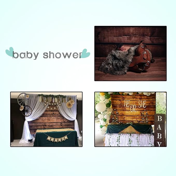 Wood Backdrops for Photography Rustic Brown Wooden Backdrop Banner LFEEY 7x5ft Vinyl Seamless Vintage Worn Wood Boards Background Newborn Baby Adults Wedding Birthday Party Decorations Props