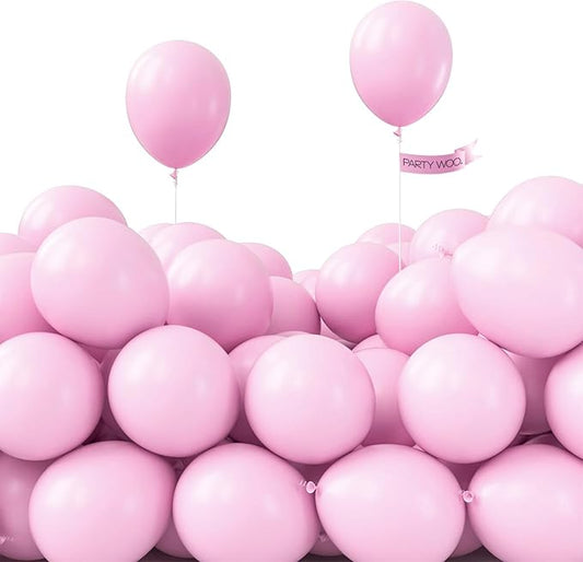 PartyWoo Baby Pink Balloons 50pcs 5 Inch Pastel Pale Light Pink Latex Helium Balloons for Baby Shower Gender Reveal Engagement Bachelorette Easter Bridal Shower Birthday Party Decorations Pink-Q05