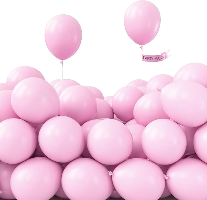 PartyWoo Baby Pink Balloons 100pcs 5 Inch Pastel Pale Light Pink Balloons for Baby Shower Gender Reveal Engagement Bachelorette Wedding Bridal Shower Easter Birthday Party Decorations Pink-Q05