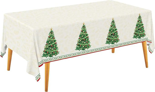 Gatherfun Christmas Table Decorations, Christmas Tree Disposable Tablecloth Waterproof Plastic Rectangular Table Cover for Merry Christmas Party Supplies, 3 PCS, 54 X 108 inch