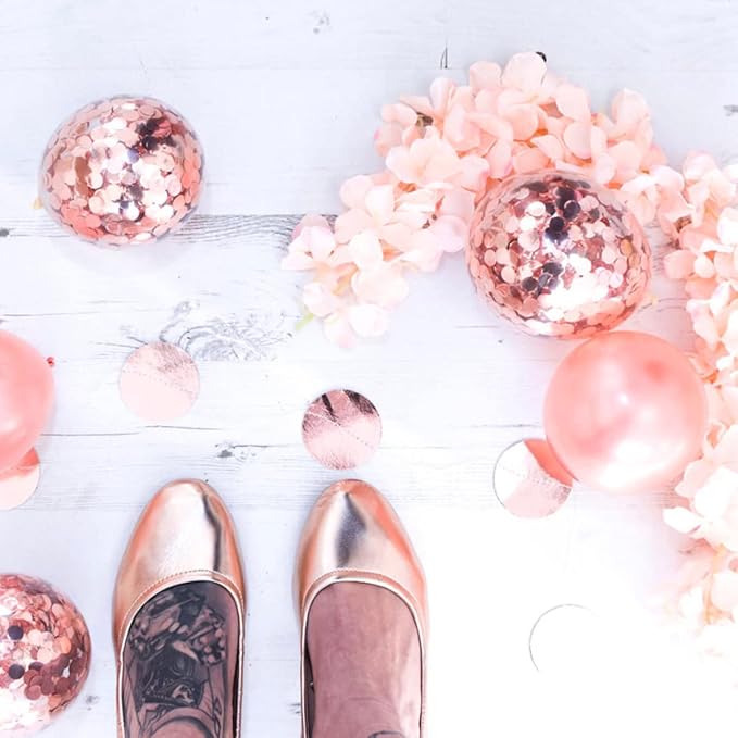 Rose Gold Confetti 5000 Pieces 1 Inch Table Confetti Glitter Dots for Wedding Baby Shower Birthday Party Table Decorations(1.76 OZ)