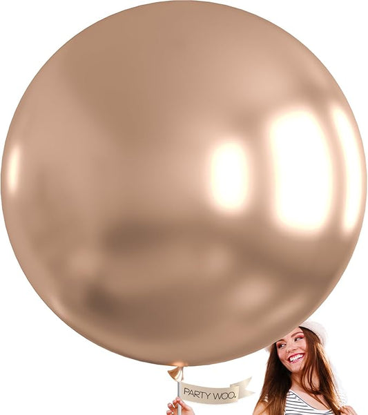PartyWoo Metallic Rose Gold Balloons 4pcs 36 Inch Chrome Champagne Gold Latex Balloons for Wedding Baby Shower Birthday Anniversary Bachelorette Bridgerton Floral Party Decorations Rose Gold-G112