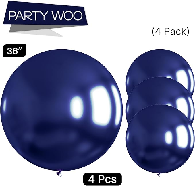 PartyWoo Navy Blue Balloons 4pcs 36 Inch Matte Helium Dark Blue Latex Balloons for Graduation Anniversary Wedding Sports Theme Boy Baby Shower Men Birthday Bachelorette Party Decorations Blue-Y72