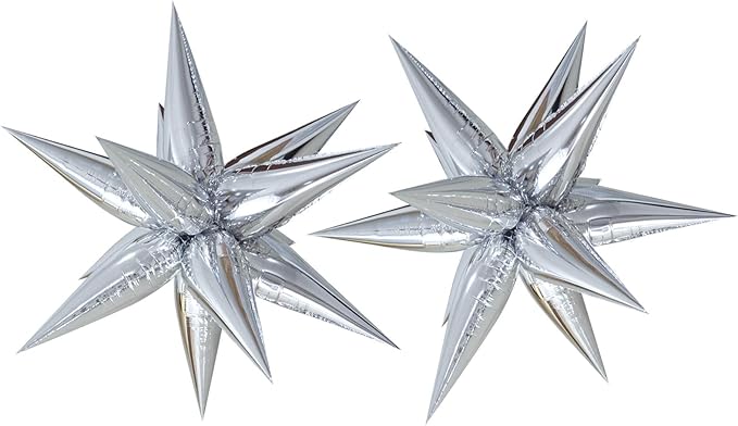 Tellpet Star Balloons Foil Balloon for Birthday Bachelorette Engagement Wedding Party, 2pcs Large Silver Balloon