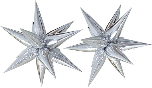 Tellpet Star Balloons Foil Balloon for Birthday Bachelorette Engagement Wedding Party, 2pcs Large Silver Balloon