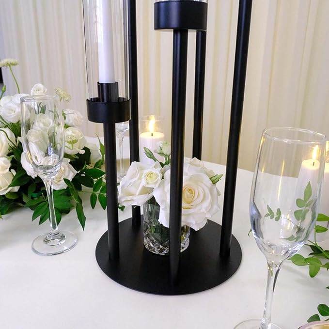 35inch 4pcs Black Candelabra Centerpieces for Tables 5 Arms Wedding centerpieces for Decorations