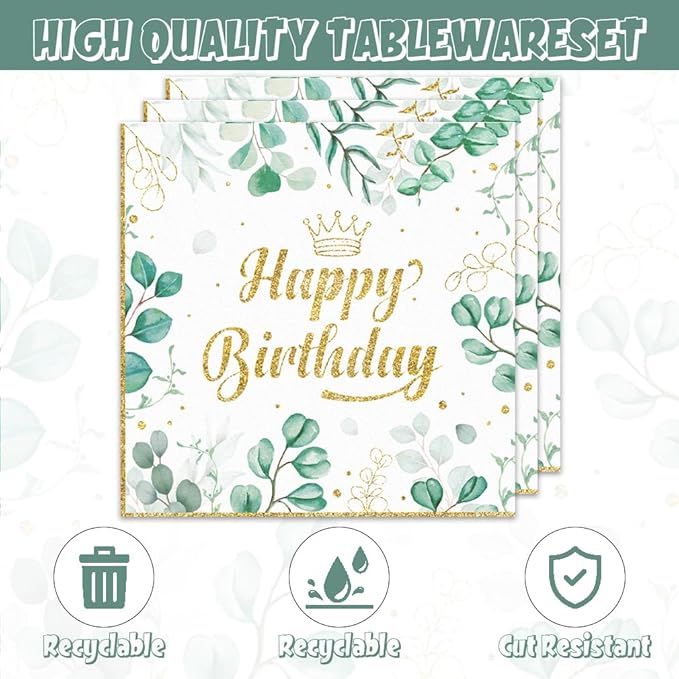 40PCS 18th Birthday Decorations for girls boys Sage Green Birthday Decorations Include Plates Napkins For 20 Sage Green Party Decorations