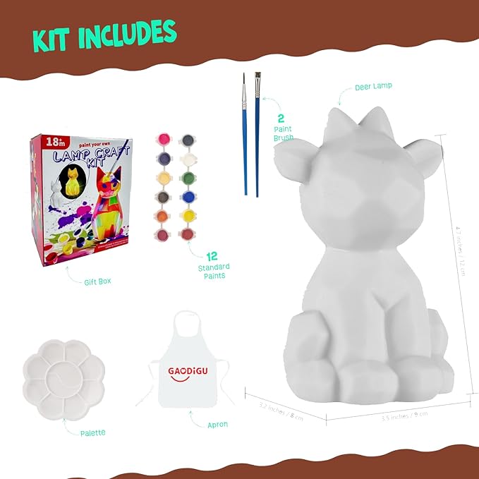 Paint Your Own Lamp - DIY Painting Kit, Painting Kit Arts & Crafts for Kids Ages 8-12, Art Supplies Birthday Easter Party Holiday Gift (Cow)