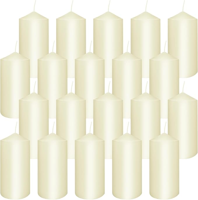 20-Piece Ivory Taper Candles (2x4 inches) | Unscented, Dripless & Smokeless | Clean-Burning Dinner Candles for Weddings, Parties, Dinner Table Decor, Home Dining, Church Ceremonies & Celebrations