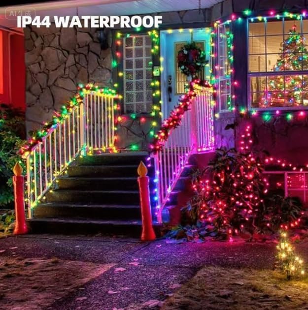 Christmas Lights 100 Counts,Orange Bulb with Green Wire Indoor Outdoor,Connectable of Lighting String,Decorations for Holiday, Party,Festival,Christmas String Lights (Green-Orange)