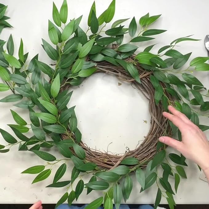 18Pcs Italian Ruscus Greenery Stems Artificial Silk Greenery Leaves Garland Vines Hanging Spray for DIY Wedding Arch Bouquet Filler Table Centerpieces Home Indoor Decor