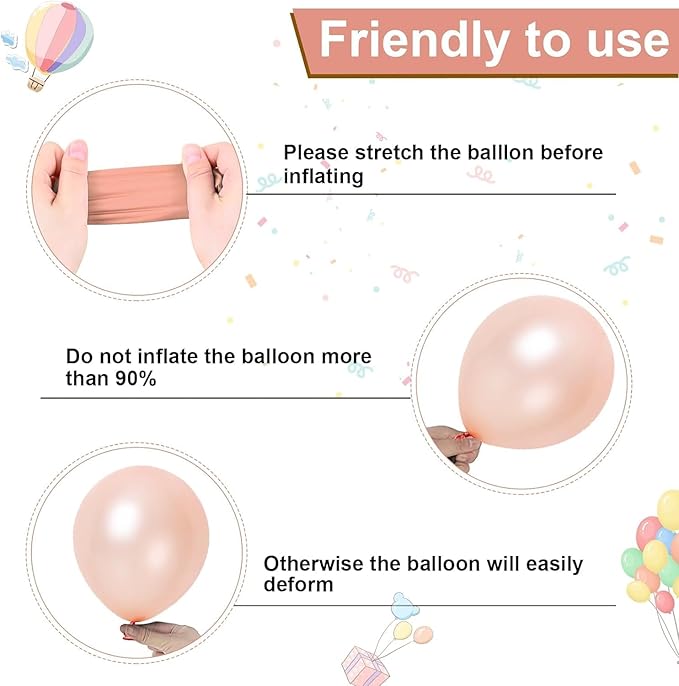 Dusty Pink Boho Blush Balloons, Metallic Rose Gold Retro Pink Ivory White Balloon, Nude Cream White Balloon and Confetti Balloons for Bridal Baby Shower Girls Birthday Wedding Decor Supply