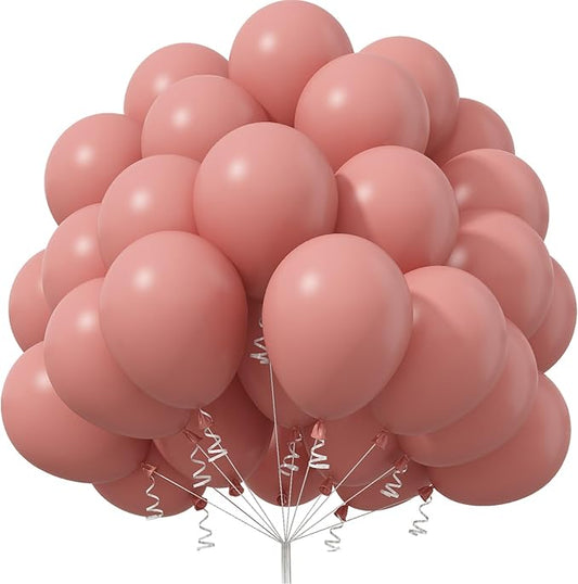 Dusty Pink Balloons 12 Inch, 50 Pcs Vintage Pink Balloon Boho Dusty Rose Latex Balloons Matte Mauve Retro Blush Pink Helium Balloons for Birthday Wedding Baby Bridal Shower Party Decorations