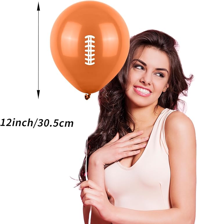 12 Inch Football Printed Party Balloons - Dark Green, Black, Beige - Boys Sports Birthday Party Decorations