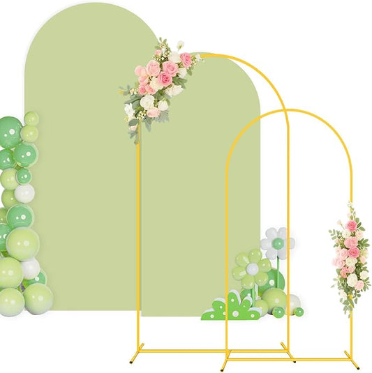 Metal Arch Backdrop Stand and Cover Set 7.2FT & 6FT Wedding Arch Stand Backdrops with Arch Stand Covers Sage Green Backdrop Cover for Arched Frame Stands for Birthday Party Holiday Decor