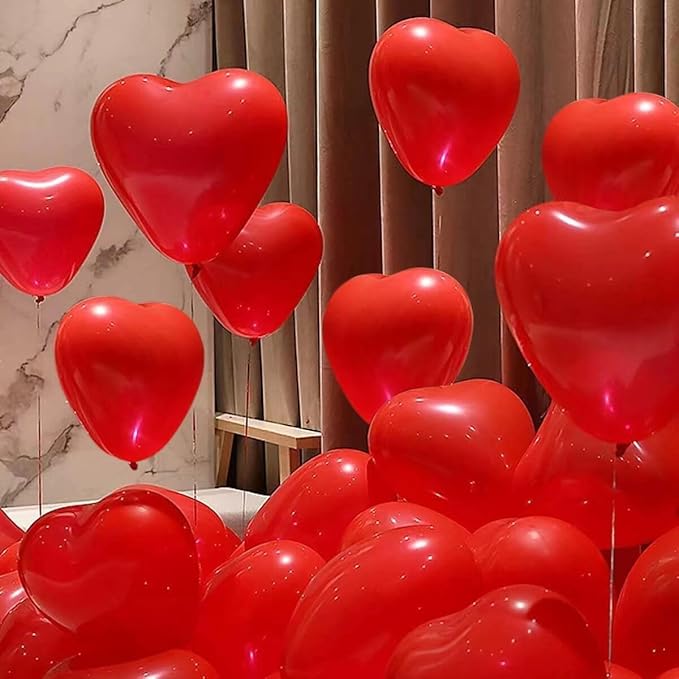 50 10-inch Red Color Heart shaped Latex Balloons for Valentines Day,Propose Marriage,Wedding Party