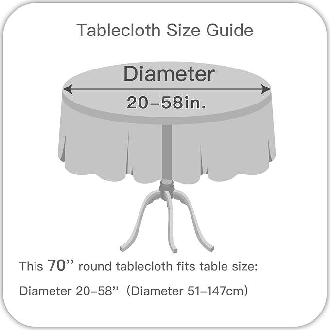 maxmill Round Weaved Texture Design Tablecloth Spill-Proof Wrinkle Free Soft Washable Table Cloth for Circular Table Cover, for Dining Room Buffet Banquet Parties Holiday Dinner, 70 Inch White