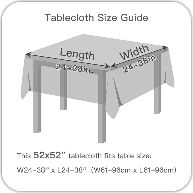 maxmill Square Tablecloth Weaved Texture Stain Resistant Waterproof Wrinkle Free Soft Table Cloth, Decorative Fabric Table Cover for Dining Room Dinner and Parties, 52 x 52 Inch, Charcoal Gray