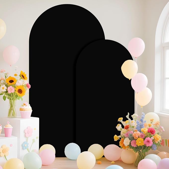 Set of 2 Backdrop Stand Cover Metal Arch with Cover Black Arch Covers 6&7.2ft Wedding Arched with Covers Metal Arches Backdrops Stand for Wedding Banquet Ceremony Reception Decor