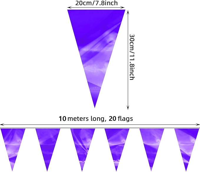 65FT Purple Glitter Triangle Pennant Banner Flag Metallic Bunting Fabric Garland for Christmas Graduation Wedding Engagement Anniversary Bachelorette Bridal Shower lavenderValentine's Party Supplies