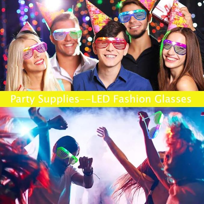 30 Pcs Glow In The Dark Glasses, 6 Colors LED Glasses Bulk Party Supplies for Kids and Adults, Glow Neon Party Favors Toys for Carnival Halloween Christmas Birthday Wedding