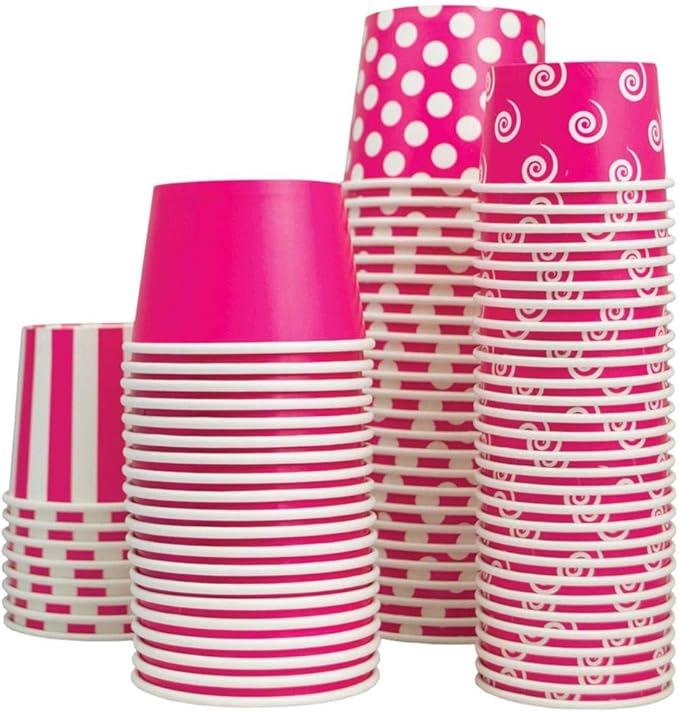 UNIQ [1,000 Count Pink Disposable Ice Cream Bowls - 12 oz Paper Ice Cream Cups Disposable - Perfect For Hot or Cold Foods! Many Colors & Sizes - Ice Cream Bar Supplies Frozen Dessert Supplies